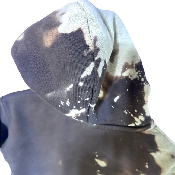 Zara Street Distressed LOVE sweatshirt Acid Bleached Tan Cream Brown SZ 5 Hoodie - Picture 2 of 14